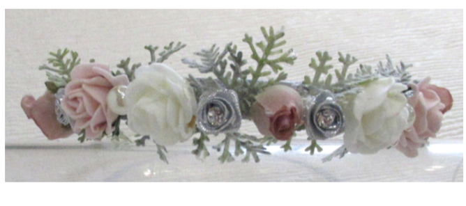 blush bridesmaid hair clip, blush and ivory wedding flowers, blush & dusky pink wedding flowers